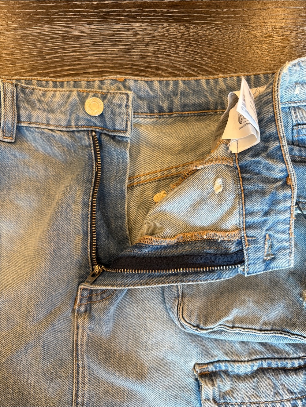 NWT Zara Denim Mini Skirt Womens Size M Zip Front Pockets - Picture 6 of 9